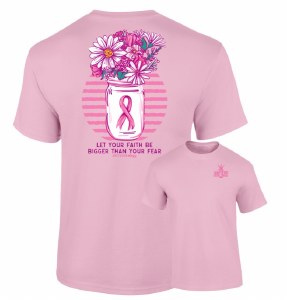 Southernology Faith Bigger Fear Breast Cancer T-Shirt SMALL